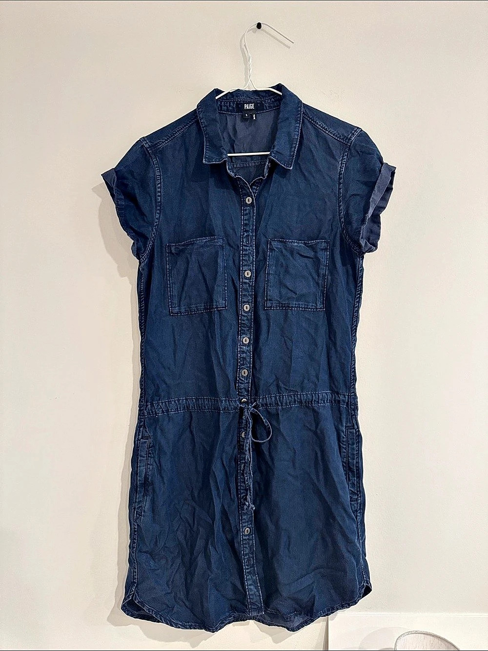 Paige Jaxsyn Denim Shirtdress Mini Dress Blue Small